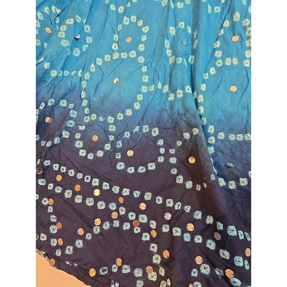 Handmade Blue boho midi skirt adjustable tie waist mirror sequins One Size New‎ - Picture 10 of 12